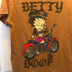 🔥 Betty Boop Biker Babe Tee | Ombre Tan | Size S